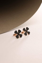 Heliophilia Silver Pendientes NRZ999856 Plata de Ley 925 Baño de Radio Oro Rosa y Negro